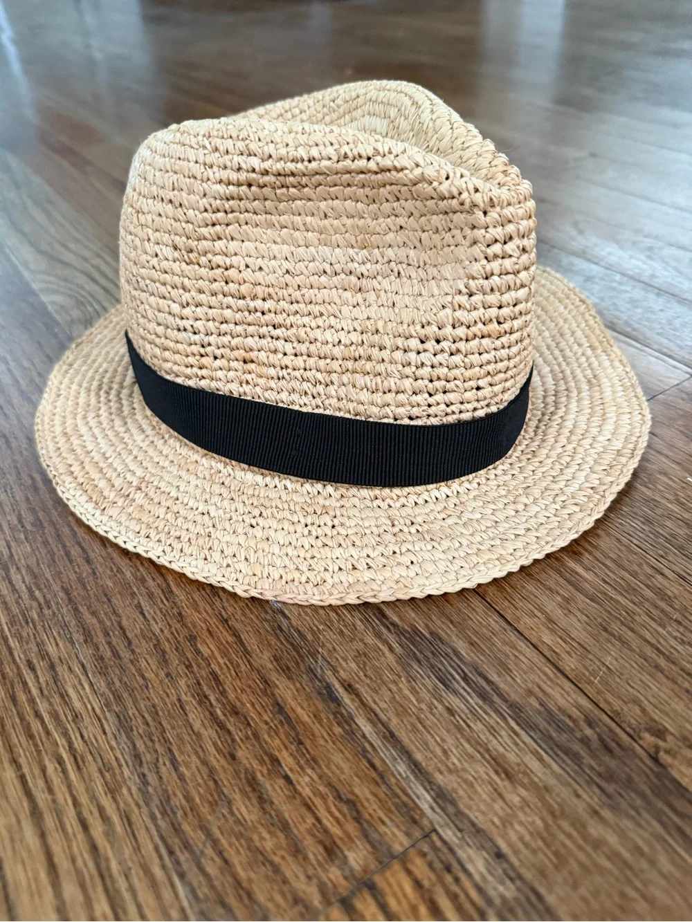 J. Crew Straw Fedora with Black Band